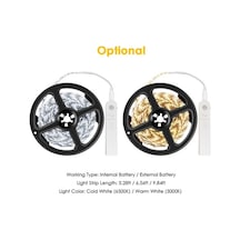 Maoyaya Su Geçirmez Mutfak Led Şerit, 1m Pil Kutusu, Sıcak Beyaz Işık Beyaz