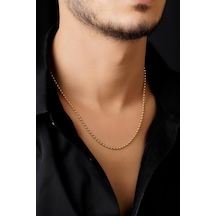 14 Ayar Altın Top Zincir Erkek Kolye 2.50 Mm Beyaz Altın