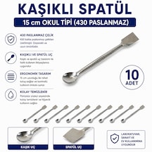 Kaşıklı Spatül 15 Cm Okul Tipi 430 Paslanmaz 10 Adet