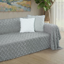 Ponela Koltuk Örtüsü Kaymaz Bohem Punch Kabartmalı 3 Boyutlu 175x350 Cm X- Large Kaymaz, Gri