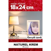 Gerçek Camlı 21lik Düz 18 X 24 Krem Fotoğraf Resim Çerçevesi Ayaklı Arkalık Veya Duvara Asma