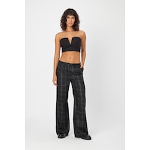 Alexander Gardi Alexandergardi Wide Leg Bol Paça Kareli Çift Cepli Klasik Kadın Pantolon B24-0001 001