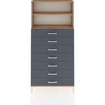 Arges Dolap 2 Raflı 7 Çekmeceli 88x30x182 Çam-antrasit Çam