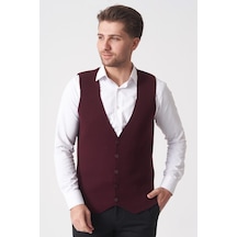 White Stone Campinas 202438 Slim Fit Pamuklu Yelek Triko Bordo Bordo
