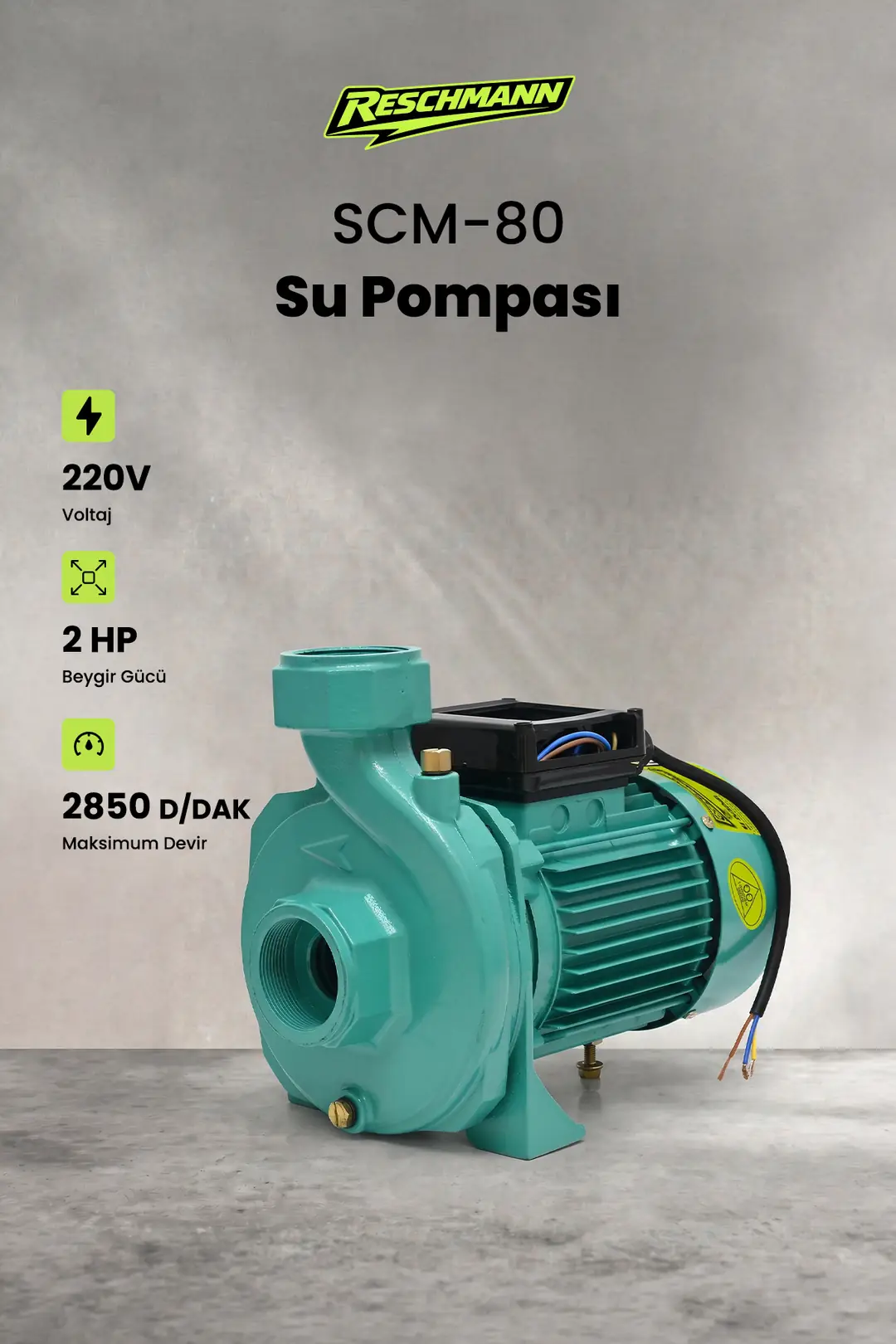 Reschmann R-scm-80 Profesyonel Santrifüj Su Pompası 1.5 Kw / 2 Hp