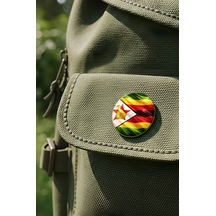 Zimbabve Zimbabwe Abstract Ülke Bayraklı Buton Rozet - 44 MM 5 Adet Çok Renkli