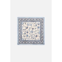 Akswsuar Floral Desenli Fular 70 70 Mavi