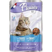 Plaisir Alabalıklı ve Karidesli Pouch Yetişkin Kedi Yaş Maması 100 G