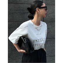 Startmore Energy Baskılı Oversize Kalıp Unisex T-shirt Beyaz