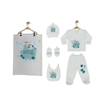 Pia Baby 2004 İsme Özel Leylekli Bebek Battaniye Zıbın Set Mavi