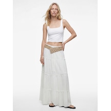 Koton Kare Yaka Slim Fit Kalın Askılı Crop Üst Beyaz 6sak10228ek
