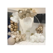 Krom Gold Beyaz Ve Taş Rengi Balon Zinciri 100 Adet Mix