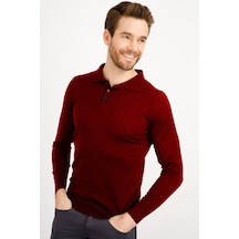 Desen Triko Erkek Basic Polo Yaka İnce Triko Kazak 02421601 Bordo Desen Triko Erkek Basic Polo Yaka İnce Triko Kazak 02421601 Bordo