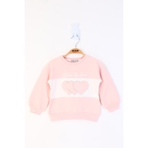 Toontoy Kız Çocuk Kalp Nakışlı Sweatshirt Pudra