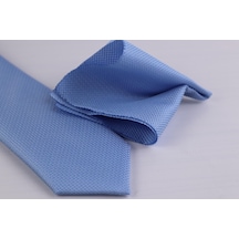 Demfashion Özel Desenli Kravat Mendil Seti - Mavi (538523385) Mavi