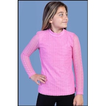 Toontoy Kids Toontoy Kız Çocuk Önü Dantelli Okul Tişört 16676 Pembe