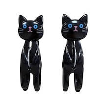 Siyah Kedi Şekilli Plaj Havlusu Mandalı, Plastik, Güçlü Tutuşlu, 2'li Set Çok Renkli