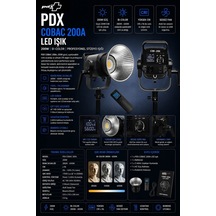 Pdx Cobac 200a Led Işık 200w Bi-color Profesyonel Stüdyo Işığı