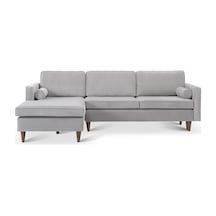 Vipa Cord Rio Gri R+2 Sol Köşe Koltuk Takımı, İskandinav Tasarım, Modern Ve Konforlu Salon Ve Oturma Odaları İçin