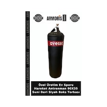 Özel Üretim Ev Sporu Hareket Antrenman 90x35 Suni Deri Siyah Boks Torbası