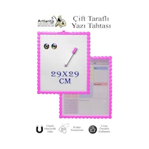 Manyetik Çift Taraflı Yazı Tahtası Renkli 29x29 Cm 1 Adet Çocuklar İçin Silinebilir Mıknatıslı Yazı Tahtası Plastik Pembe