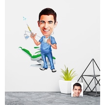 Kişiye Özel Bay Diş Hekimi Karikatürlü Duvar Sticker 50X70CM 4