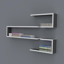 Kenzlife kitaplık nevres 060*100*20 gri duvar rafı