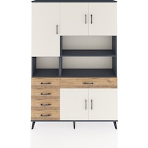 Arges Dolap 9 Raflı 5 Çekmeceli 5 Kapaklı 132x30x195 Antrasit-aytaşı/çam Aytası/atlas Çam