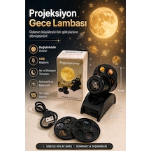 Yıldızlı Gece Lambası 15 Farklı Sahne Projeksiyon Led Lamba Usb Şarjlı Ay Ve Gezegen Projektörü Siyah - 928296840 Siyah