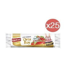 Koroplast Büzgülü Çilek Kokulu Orta Boy Çöp Torbası 25 Adet Beyaz 55 x 60 CM