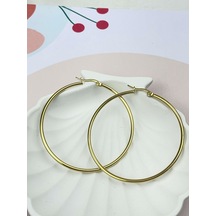 Küpe Çelik 5cm Minimal Şıklık Paslanmaz Çelik Zarif Hediye Model 510e0c Çok Renkli