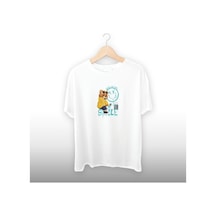 Ayı Smile Detaylı Unisex Tişört Beyaz
