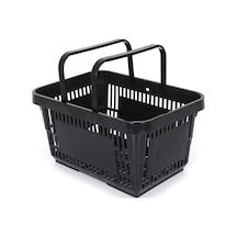 5 Adet 22 Lt Plastik Alışveriş Sepeti - Market El Sepeti Siyah
