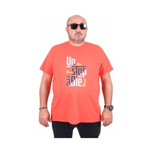 Moc Grande Mocgrande Erkek Büyük Beden Sıfır Yaka Tişört Un Stop Able 25181 Nar Çiçeği Nar Çiçeği
