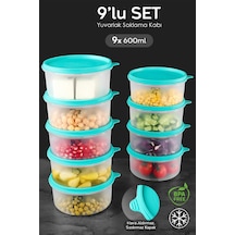 Meleni Home Organizer Düzenleyici Erzak Kabı Yuvarlak Gıda Saklama Kabı Seti Yeşil 9'lu 9 x 600 ML Yeşil