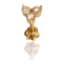 14 Ayar Altın Üçlü Tria Taş Tragus Küpe 25114-t005 Sarı Altın
