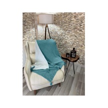 Müslin Koltuk Şalı / Tv Battaniyesi %100 Pamuk 120x180 Cm Turkuaz