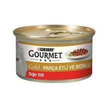 Gourmet Gold Parça Sığır Etli Soslu Konserve Yetişkin Kedi Maması 24 x 85 G