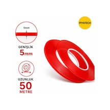 Kırmızı Şeffaf Çift Taraflı Silikon Bant 5 Mm X 50 Metre Güçlü Montaj Bandı