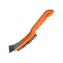 Spatulalı Çelik Tel Fırça 270 Mm Metal Kazıma Temizleme Pas Sökücü Çelik Kıllı El Tipi Nalbur Fırçası Mangal Izgara Temizleyici Kazıyıcı