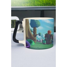 Terraria Baskılı Seramik Lüks Kupa 1 Adet Özel Siyah Kulp Dalga Kulp V1d Çok Renkli