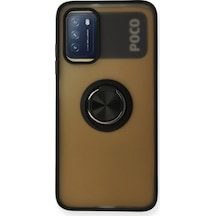 Xiaomi Redmi 9t Kılıf Montreal Yüzüklü Silikon Kapak Siyah