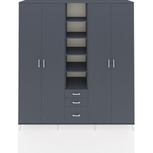 Hyperion Dolap 17 Raflı 3 Çekmeceli 4 Kapaklı 220x44x243 Antrasit-antrasit/antrasit Antrasıt/antrasıt