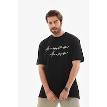 Modi Green Baskılı Unisex Günlük Stil Siyah Bisiklet Yaka Oversize Tişört