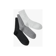 Koton 3'lü Soket Çorap Seti Çok Renkli Gri 4sak80202aa 4SAK80202AA031