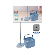 Flora Kare Spin Mop Set Temiz Ve Kirli Suyu Ayıran Mikrofiber Döner Temizlik Seti 1+1 Mop
