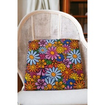 Mirzade 4'lü Paket Sandalye Minderi Tekli 40x40-kırmızı Çiçek 001