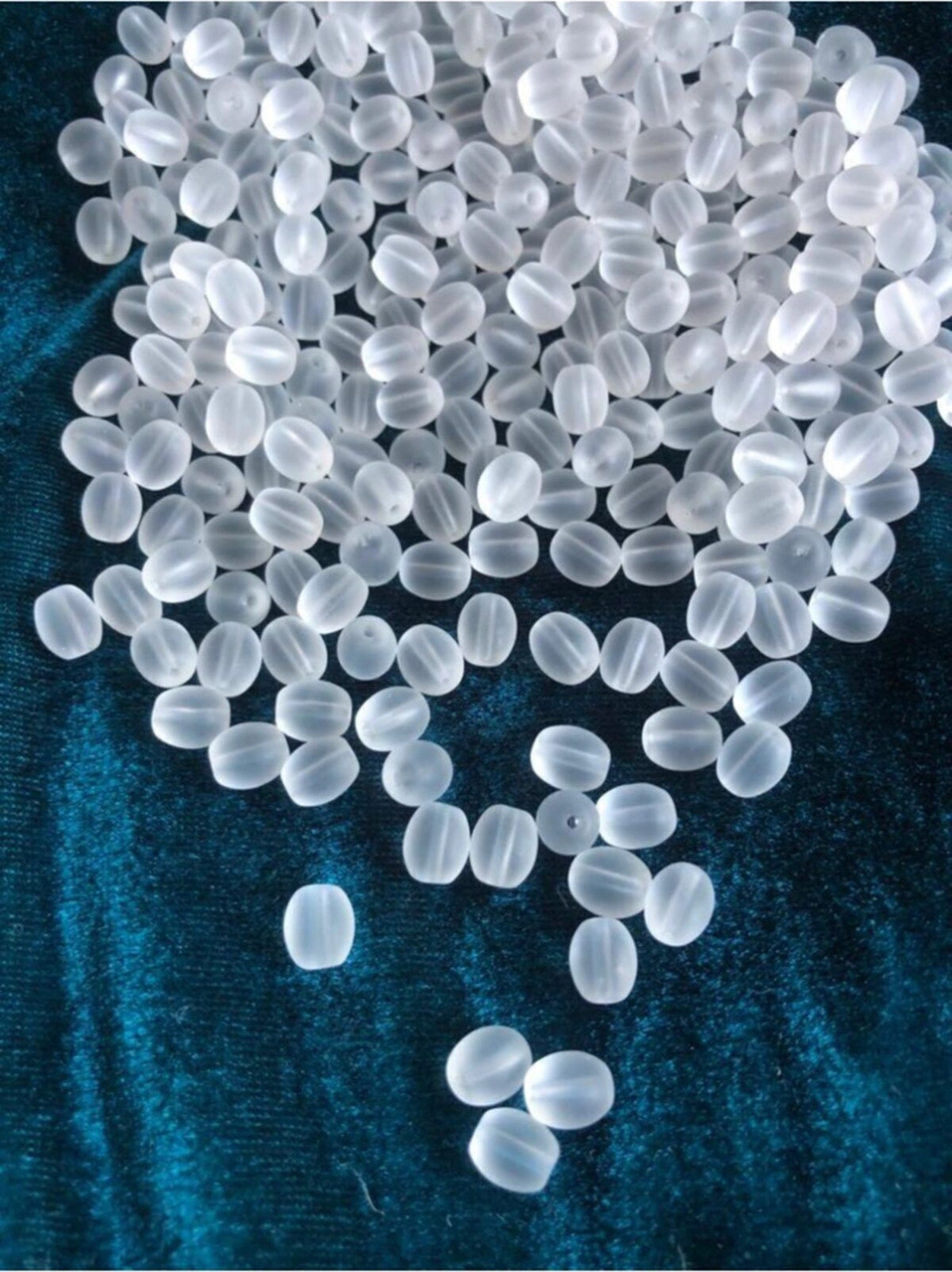 8mm Oval Buzlu Beyaz Cam Boncuk - Takı Boncuğu - 50 Adet -