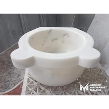 Afyon Damarlı Beyaz Mermer Düz Mini Kurna