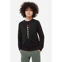 Tshirthane 1N23456 Motor Ileri Baskılı Unisex Çocuk Siyah Sweatshirt Siyah